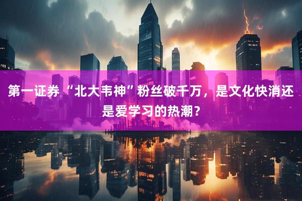 第一证券 “北大韦神”粉丝破千万，是文化快消还是爱学习的热潮？