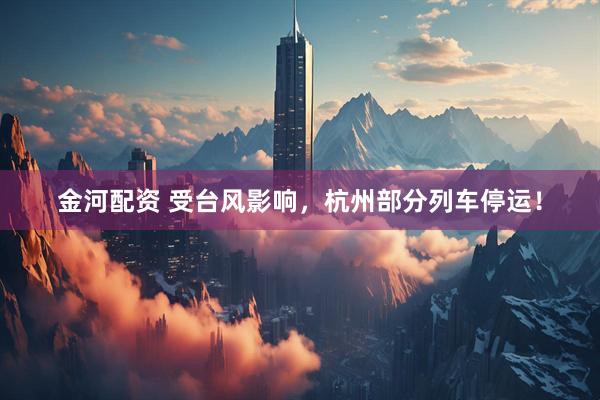 金河配资 受台风影响，杭州部分列车停运！